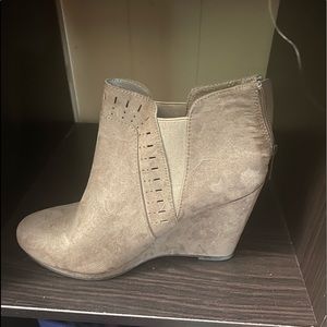 Taupe Wedge Booties
